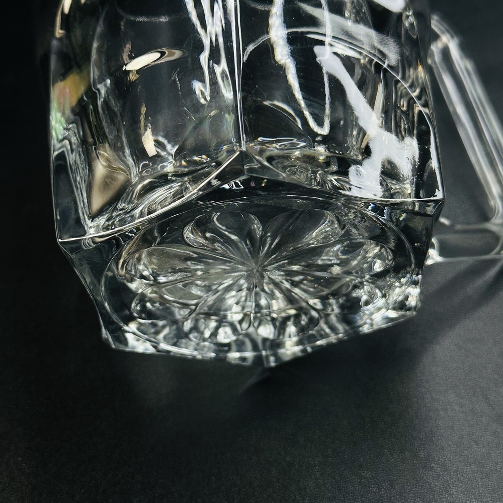 Vtg Heavy Clear Glass Paneled Pitcher 6 Panels Heavy bottom France 6.75" - Picture 4 of 10